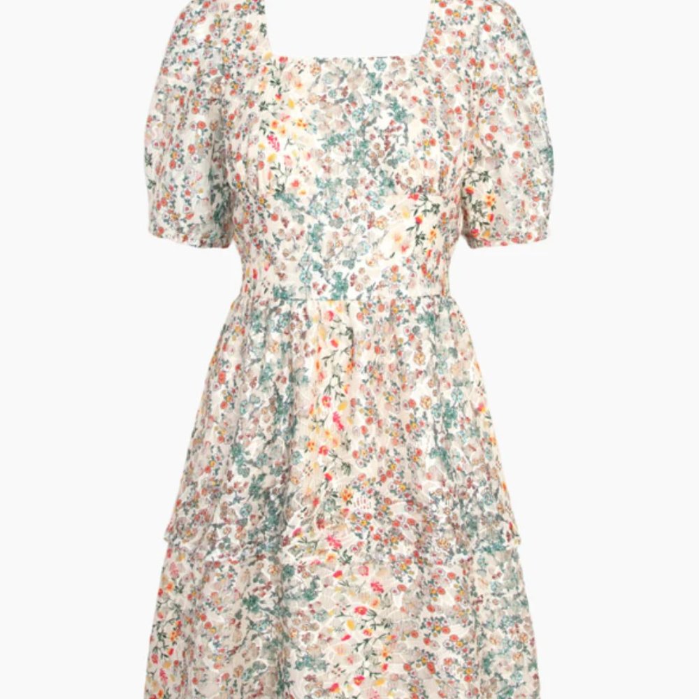 NWT Adelyn Rae LIZ PRINTED LACE TIERED DRESS
